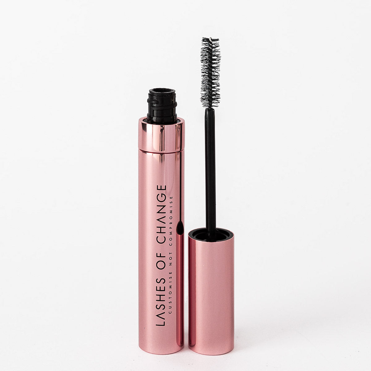 Lashes of change best sensitive eyes custom mascara. Vegan makeup Australia. The best mascara in Australia. mascara with beautiful packaging, Aluminium recyclable mascara packaging.