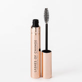Lashes of change best sensitive eyes custom mascara. Vegan makeup Australia. The best mascara in Australia. mascara with beautiful packaging, Aluminium recyclable mascara packaging.