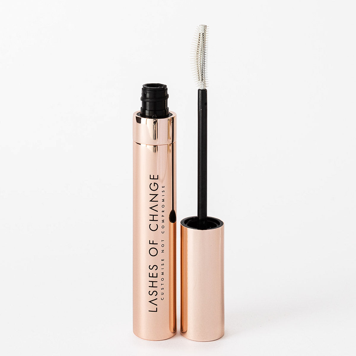 Lashes of change best sensitive eyes custom mascara. Vegan makeup Australia. The best mascara in Australia. mascara with beautiful packaging, Aluminium recyclable mascara packaging.