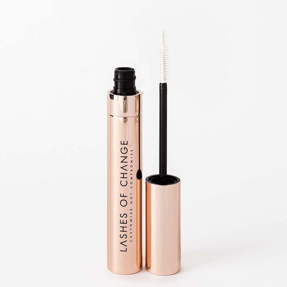 Lashes of change best sensitive eyes custom mascara. Vegan makeup Australia. The best mascara in Australia. mascara with beautiful packaging, Aluminium recyclable mascara packaging.